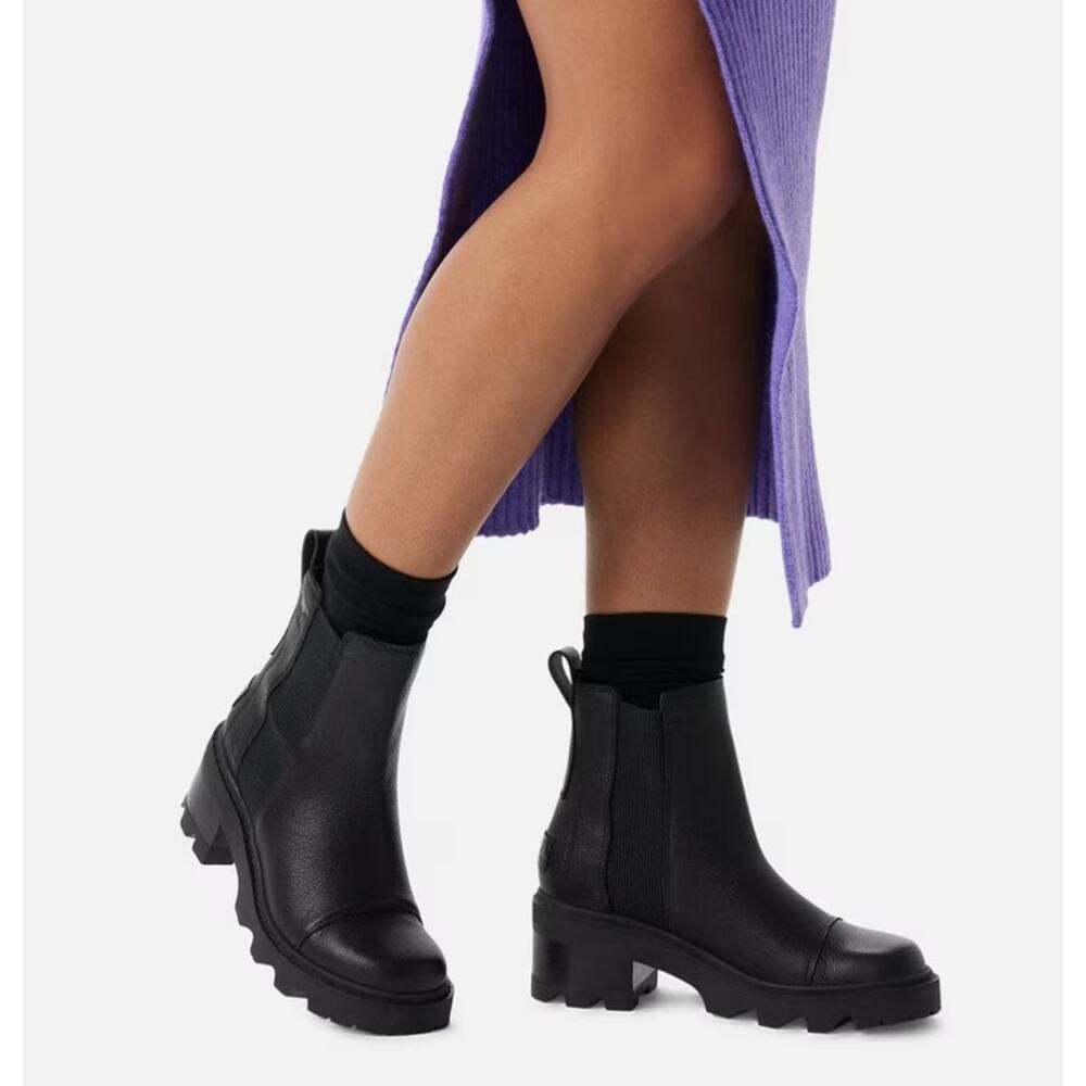 Sorel Womens Joan Now Chelsea Boot US 8.5 EU 39.5 Black Leather Waterproof NIB - Picture 2 of 11